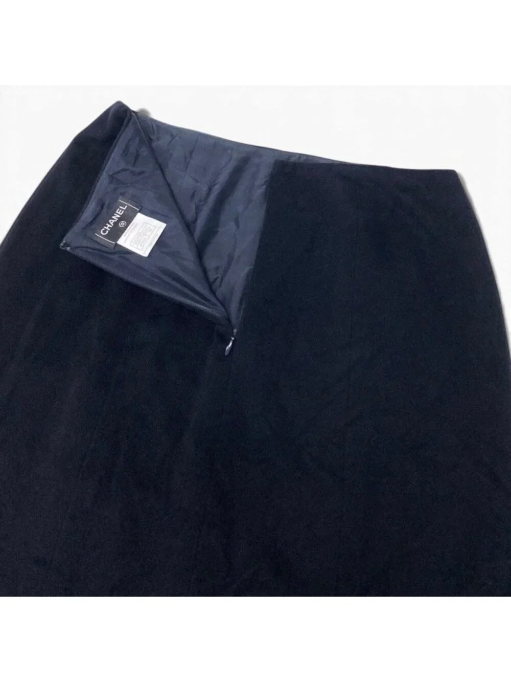 Chanel CC Logo Pencil Skirt Long Black 44